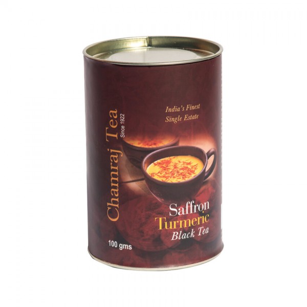 Chamraj Saffron Turmeric Canister Tea – Premium Wellness Tea from Nilgiris